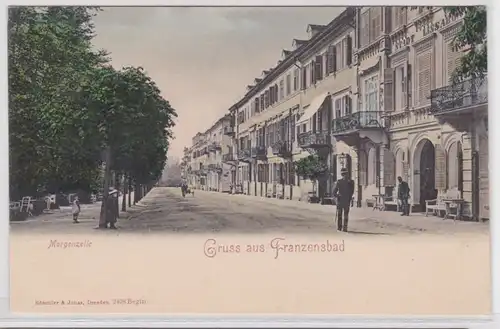 87115 AK Gruss aus Franzensbad - Morgenzeile, Allee, Straßenansicht um 1910