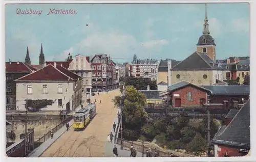 87590 AK Duisburg - Porte Marie avec tram trams, Marienkirche 1923