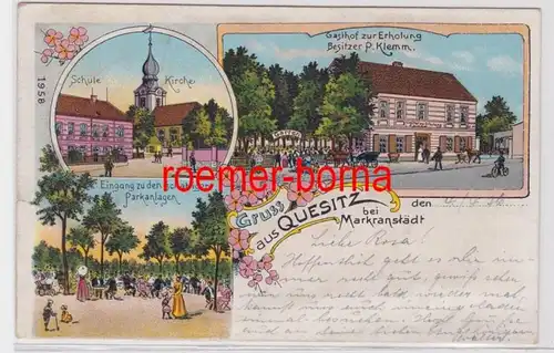 87781 Ak Lithographie Gruß aus Quesitz bei Markranstädt 1921