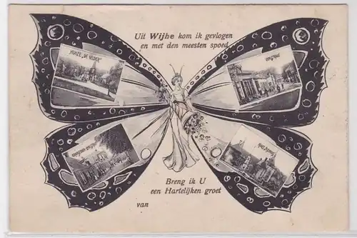 87826 Schmetterling Mehrbild AK Wijhe - Straßenansichten Langstraat um 1910