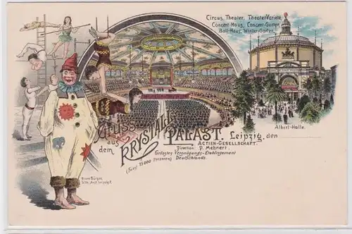 87855 Ak Lithographie Salutation du Krystall Palace de Leipzig vers 1900