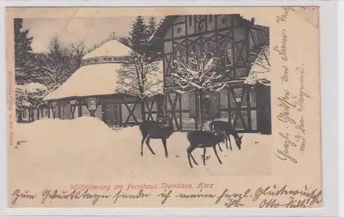 88058 Winter Ak Wildfütterung am Forsthaus Sternhaus Harz 1901