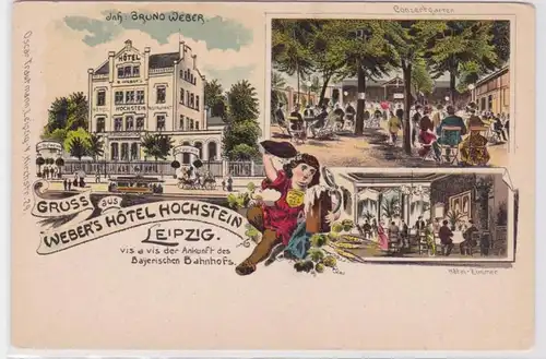 88219 Ak Lithographie Gruß aus Webers Hotel Hochstein Leipzig um 1900