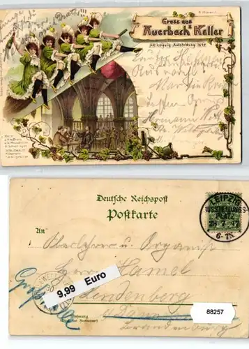 88257 Ak Lithographie Leipzig Gruß aus Auerbachs Keller 1897