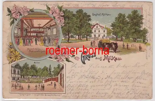 88342 Ak Lithographie Gruß aus Mölkau bei Leipzig Gasthof 1901