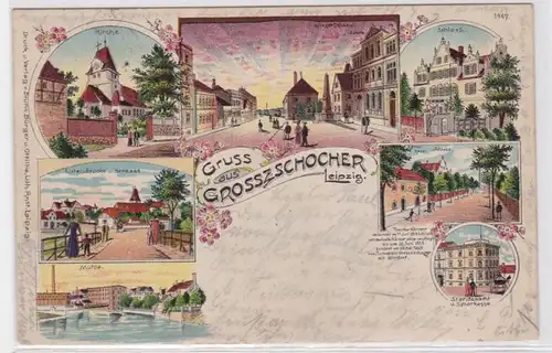 88477 Ak Lithographie Gruß aus Grosszschocher Leipzig 1906