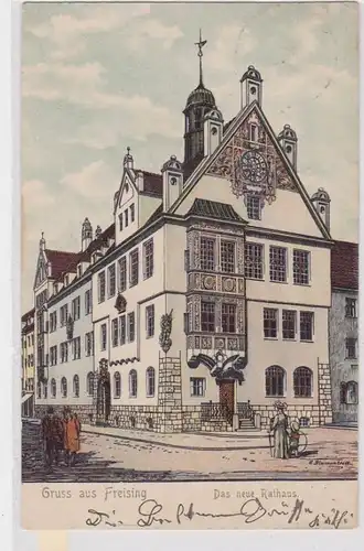 88525 Artiste G.Fleuriste AK Gruss de Freising - La nouvelle mairie