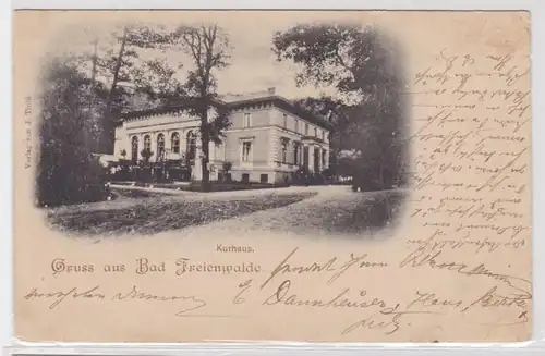 88649 Ak Salutation de Bad Freienwalde Kurhaus 1899