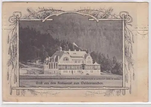 88826 Rahmen AK Gruß aus dem Restaurant zum Waldesrauschen 1908