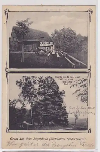 88846 Mehrbild AK Gruss aus d. Jägerhaus (Bretmühle) Niederzwönitz Bahnpost 1912