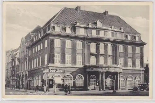 88877 Ak Neumünster Bahnhofshotel 1938