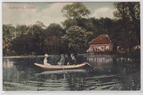 88953 Ak Karthaus près de Dülmen avec bateau à rames 1909