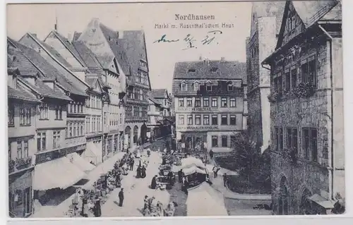 89048 Ak Nordhausen Markt mit rosenthalschem Haus 1921