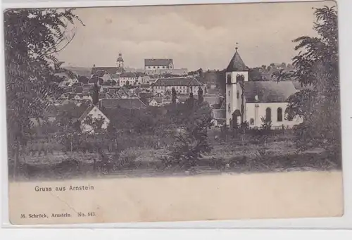 89113 Ak Gruß aus Arnstein Totalansicht 1909