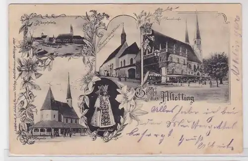 89163 AK Gruss aus Altötting - Hauptplatz, Pfarrkirche, Kapelle & Kloster 1904