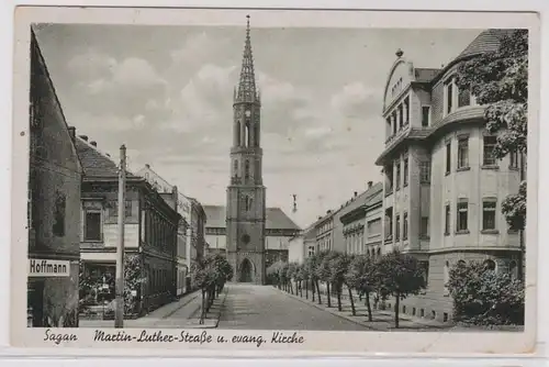 89319 AK Sagan - Martin Luther Street et Église évangélique 1944