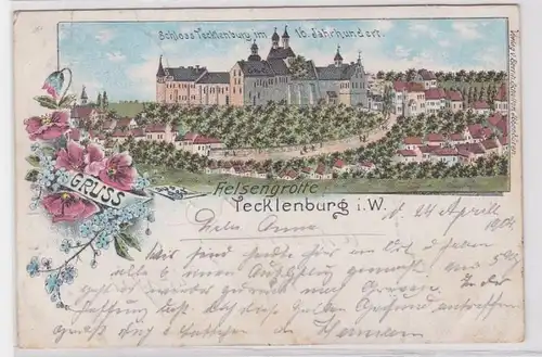 89395 Ak Lithographie Gruß aus der Felsengrotte Tecklenburg i.W. 1904