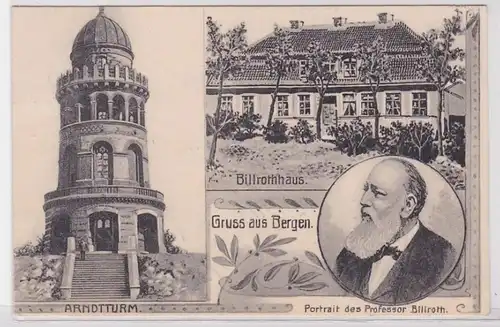 89538 Multi-image Ak Salutation de Bergen Arndtturm, Billrothhaus 1909