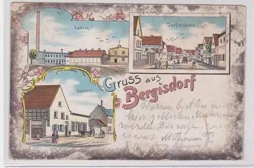 89548 Ak Lithographie Gruß aus Bergisdorf Fabrik usw. 1902