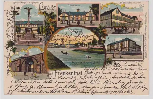 89687 Ak Lithographie Salutation de Frankenthal Gymnase, Erkenbert Museum, etc. 1904