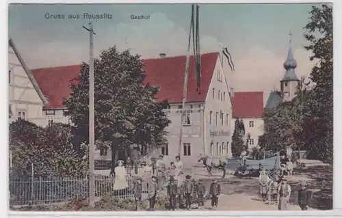 89851 Ak Gruß aus Rausslitz Ortsteil von Nossen Gasthof 1912