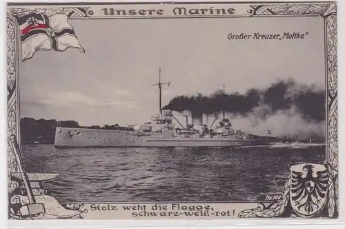 90271 Militär AK Großer Kreuzer 'Moltke' der deutschen kaiserlichen Marine 1914