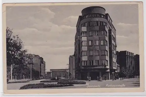 90446 Ak Sosnowitz Soznowiec Rathausstrasse vers 1940