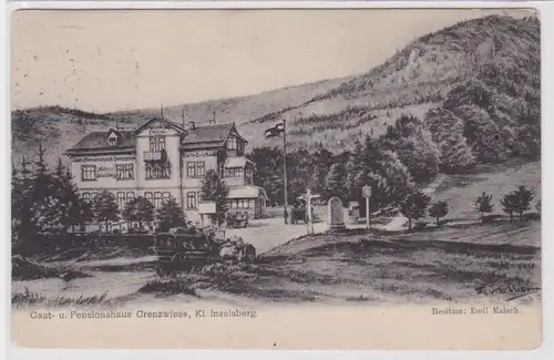 90478 Ak Kleiner Inselsberg Gast- und Pensionshaus Grenzwiese 1909