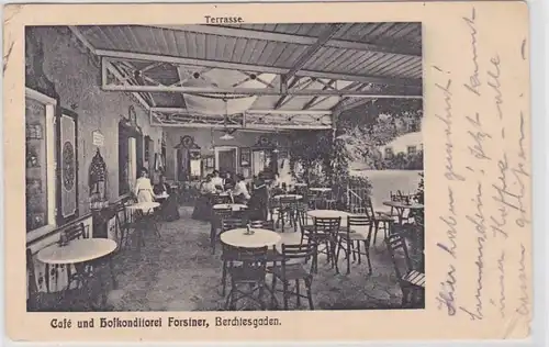 90500 AK Berchtesgaden - Café et pâtisserie de la cour Forstner, Terrasse 1927
