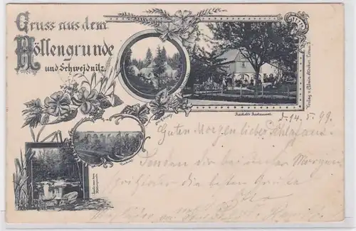 90551 Mehrbild Ak Gruß aus dem Höllengrunde und Schweidnitz Swidnica 1899