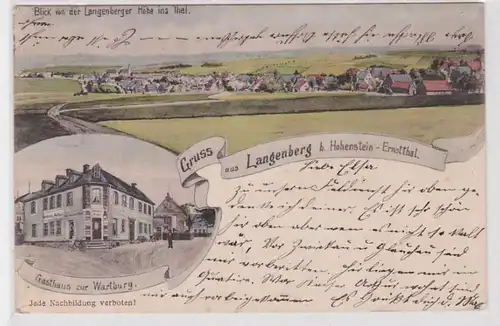 90726 AK Gruss aus Langenberg bei Hohenstein-Ernstthal - Gasthaus zur Wartburg