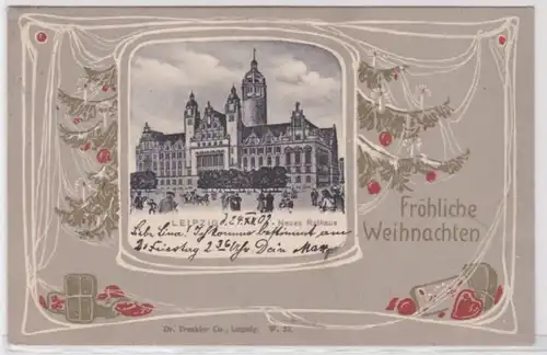 90884 Cadre Ak Joyeux Noël, Leipzig Nouvelle mairie 1902