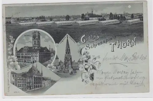 90922 Mondscheinkarte Gruß vom Schießplatz Thorn 1899