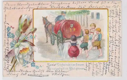 91399 Artiste Passepartout AK Wagenwasser apporte le refroidissement des enfants 1905