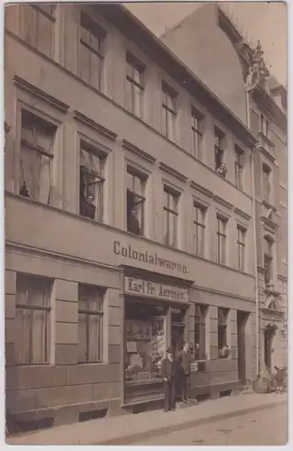 91698 Foto Ak Eisleben Colonialwarengeschäft Karl.Fr. Aermes 1911