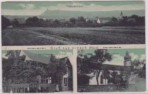 91724 Salutation multi-image Ak de Urbach (Harz) magasin de vêtements, église, etc. vers 1920