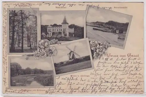 91729 Mehrbild Ak Gruß aus Graal Wald-Hotel, Windmühle usw. 1901