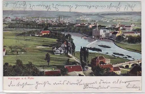 91832 AK Hattingen sur la Ruhr - Rivière avec panorama urbain 1905