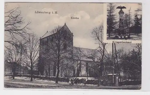 91876 AK Löwenberg i.M. - Eglise & Krieger monument 1917