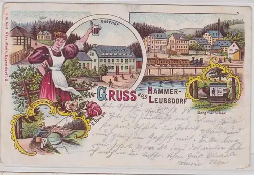 92180 Ak Lithographie Gruß aus Hammer-Leubsdorf Gasthof usw. 1898