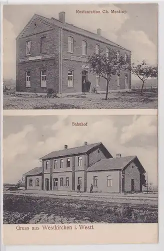 92386 Mehrbild Ak Gruß aus Westkirchen Restauration, Bahnhof usw. um 1910