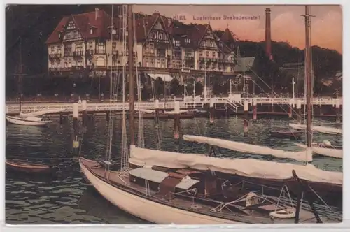 92527 Ak Kiel Logierhaus Seebadeanstalt Port avec mouillage voiliers 1914