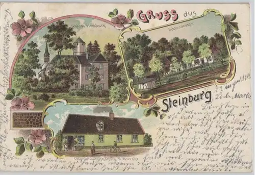 92594 Ak Lithographie Salutation en magasin de produits coloniaux de Steinburg etc. 1902