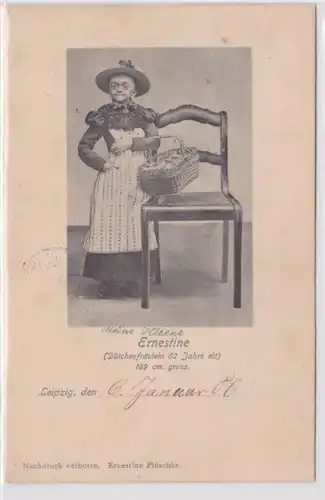 92796 Ak Leipzig, Dütchenfräulein Ernestine, 60 Jahre alte und 109 cm groß 1906
