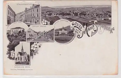 93107 Ak Lithographie Gruss de Moravie. Schönberg vers 1900