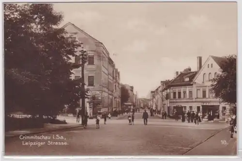 93227 Ak Crimmitschau in Sachsen Leipziger Strasse um 1930