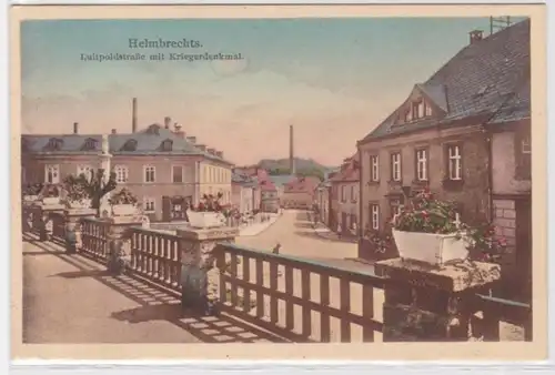 93392 Ak Helmbrechts Luitpoldstraße avec monument guerrier 1930