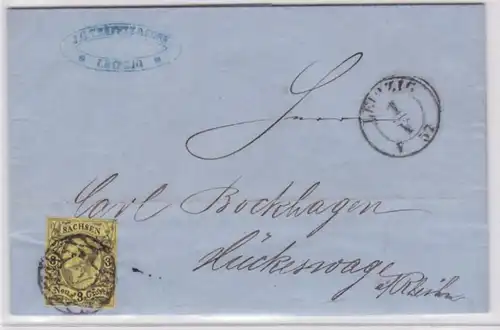 93888 Sachsen Brief aus Leipzig mit 3 Silbergroschen 1857