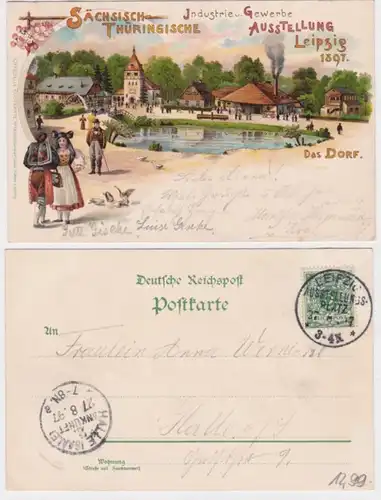 94002 Ak Sächs.-Thür. Industrie & Gewerbe Ausstellung, das Dorf Leipzig 1897