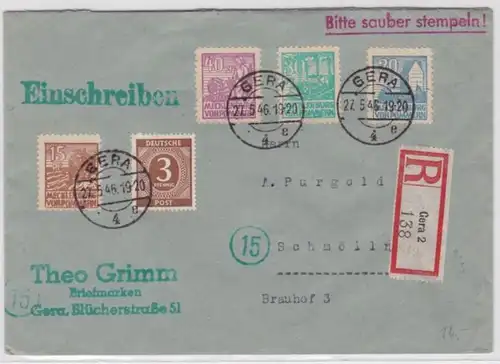 94414 lettre rare SBZ Mecklembourg Poméranie occidentale 27.5.1946